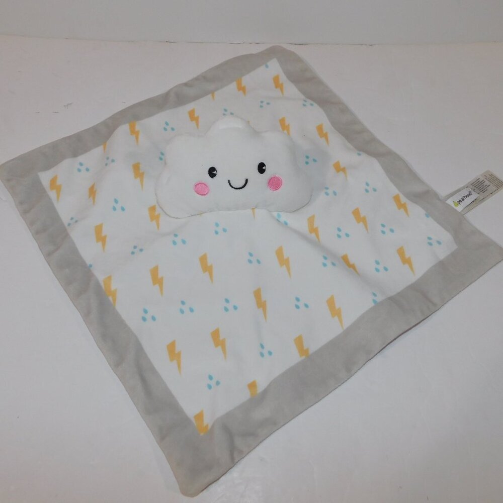 Pearhead White Cloud Lightning Rain Plush Security Blanket Baby Lovey Nunu